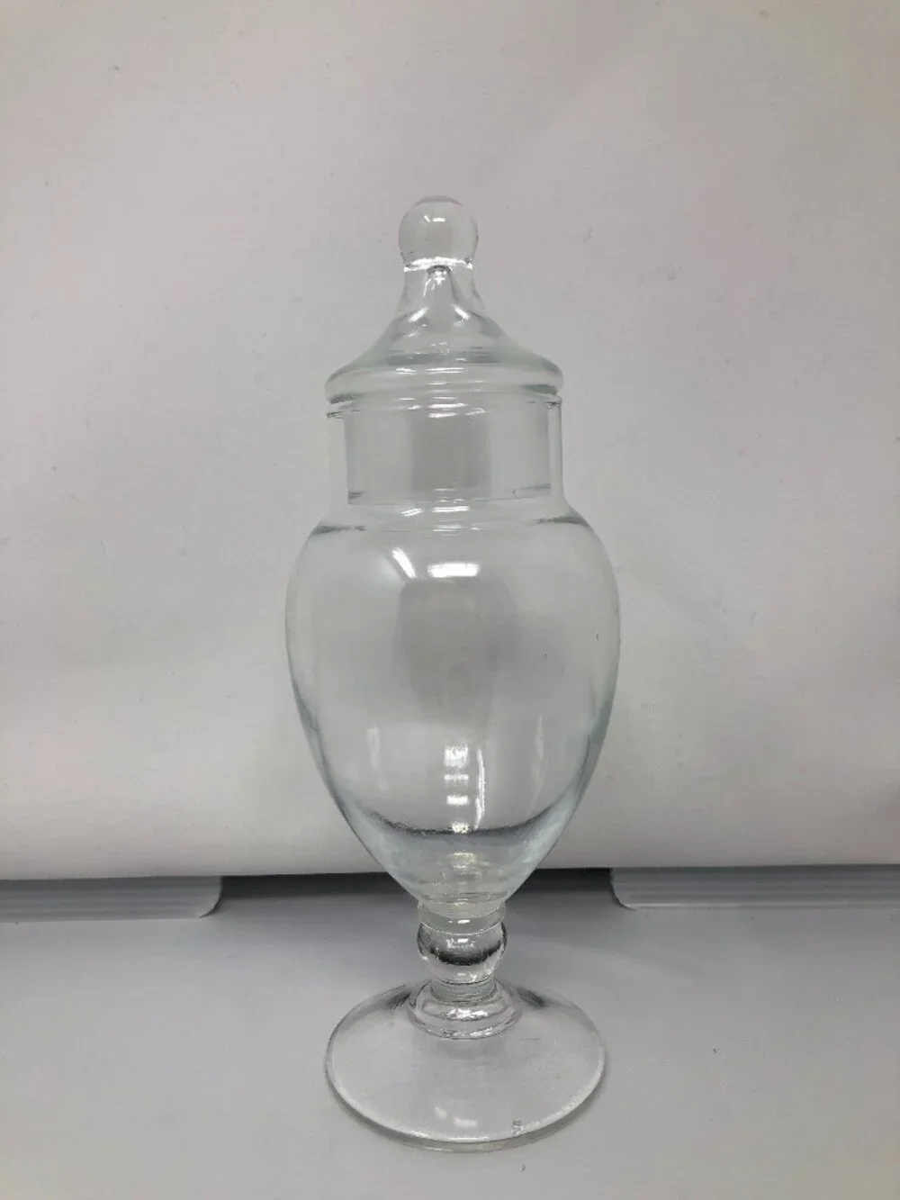 Vintage Clear Glass Lidded Apothecary Jar – 8 oz.